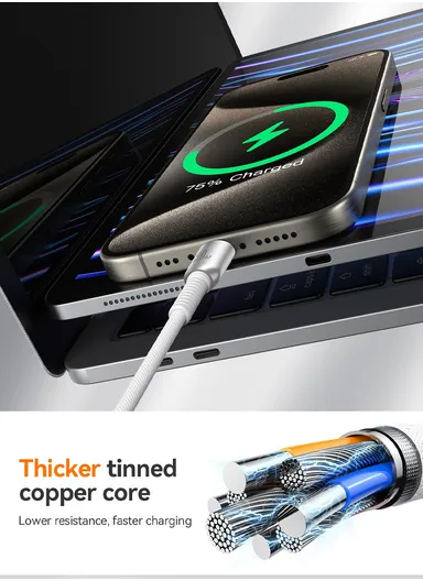 1.2m 30W Cutting-Edge Series Fast Charging Data Cable Type-C to Lightning S-A51 - Light Gray