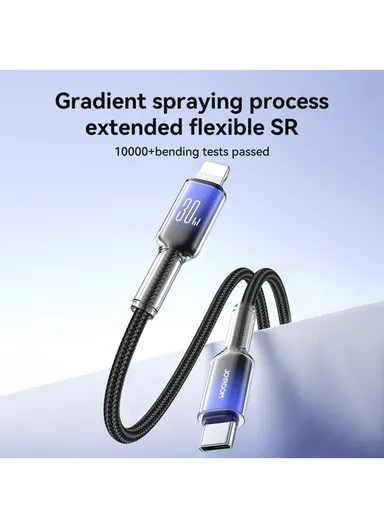 1.2m 30W Crystal-Clear Series 3A Fast Charging Data Cable (Type-C to Lightning) S-A42 - Black