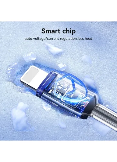 1.2m 30W Crystal-Clear Series 3A Fast Charging Data Cable (Type-C to Lightning) S-A42 - Black