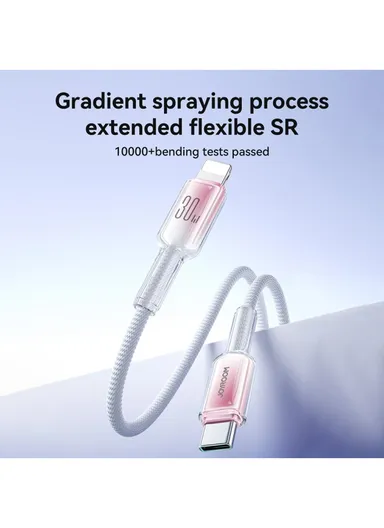 1.2m 30W Crystal-Clear Series 3A Fast Charging Data Cable (Type-C to Lightning) S-A42 - White