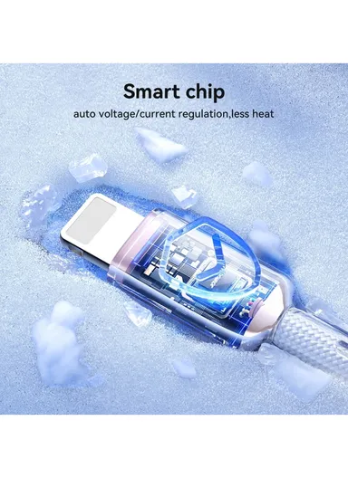 1.2m 30W Crystal-Clear Series 3A Fast Charging Data Cable (Type-C to Lightning) S-A42 - White