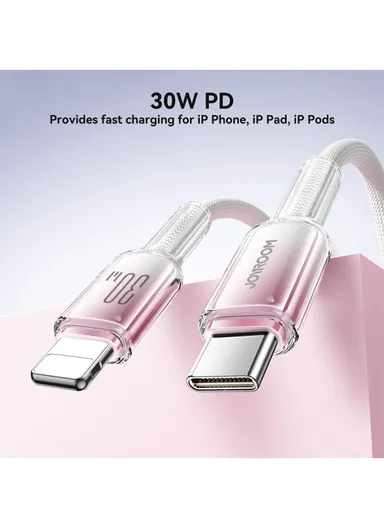 1.2m 30W Crystal-Clear Series 3A Fast Charging Data Cable (Type-C to Lightning) S-A42 - White
