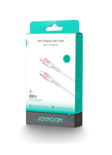 1.2m 30W Crystal-Clear Series 3A Fast Charging Data Cable (Type-C to Lightning) S-A42 - White