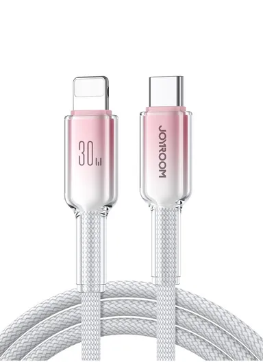 1.2m 30W Crystal-Clear Series 3A Fast Charging Data Cable (Type-C to Lightning) S-A42 - White