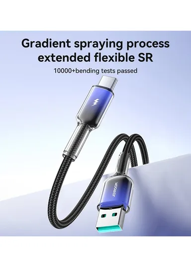 1.2m Crystal-Clear Series 3A Fast Charging Data Cable (USB-A to Lightning) S-A42 - Black