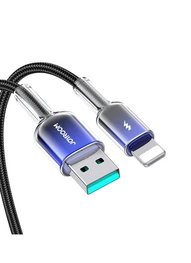 1.2m Crystal-Clear Series 3A Fast Charging Data Cable (USB-A to Lightning) S-A42 - Black