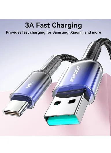 1.2m Crystal-Clear Series 3A Fast Charging Data Cable (USB-A to Lightning) S-A42 - Black