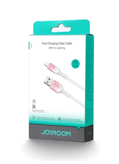 1.2m Crystal-Clear Series 3A Fast Charging Data Cable (USB-A to Lightning) S-A42 - White