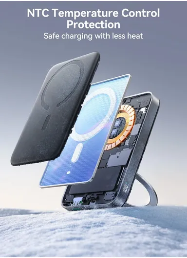 22.5W 10000mAh Magnetic Wireless Power Bank with Ring Holder JR-PBM12 - Black
