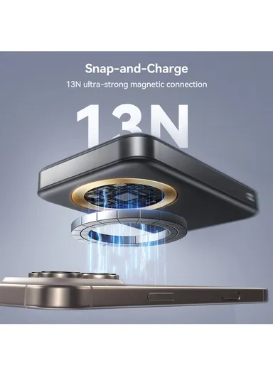 22.5W 10000mAh Magnetic Wireless Power Bank with Ring Holder JR-PBM12 - Black