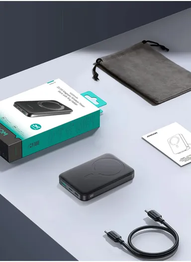 22.5W 10000mAh Magnetic Wireless Power Bank with Ring Holder JR-PBM12 - Black