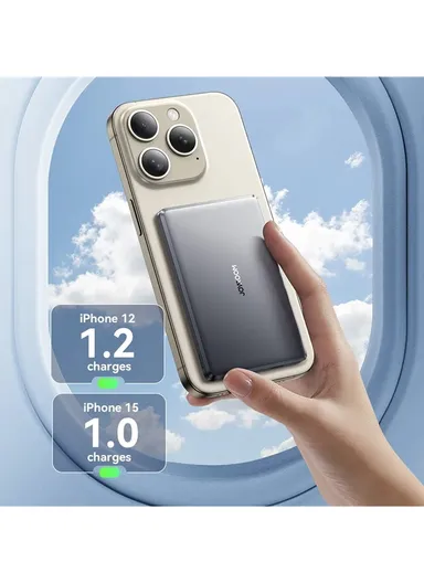 20W 5000mAh Magnetic Wireless &amp; Wired Power Bank with Ring Holder JR-PBM08 - Space Grey