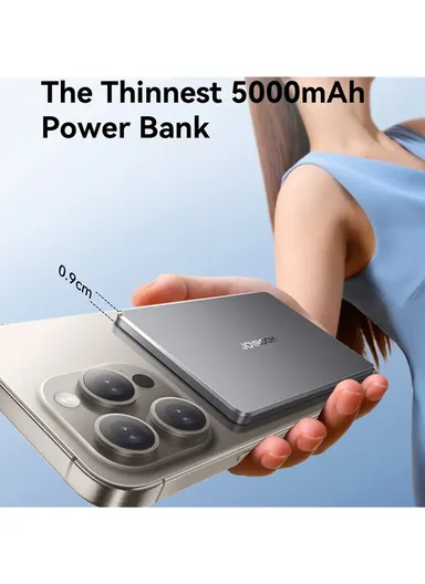 20W 5000mAh Magnetic Wireless &amp; Wired Power Bank with Ring Holder JR-PBM08 - Space Grey