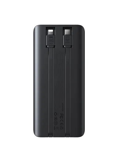 10000mAh 22.5W Digital Display Fast Charging Power Bank With Dual Cables Type-C + Lightning iPhone JR-PBF19 - Black