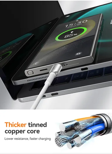 1.2m 60W Cutting-Edge Series Fast Charging Data Cable USB-A to Type-C S-A51 - Light Gray