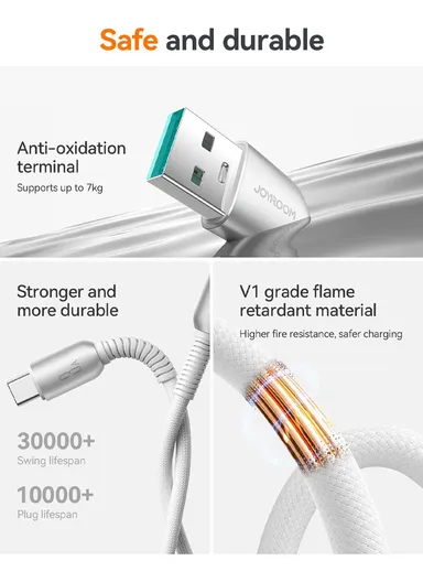 1.2m 60W Cutting-Edge Series Fast Charging Data Cable USB-A to Type-C S-A51 - Light Gray
