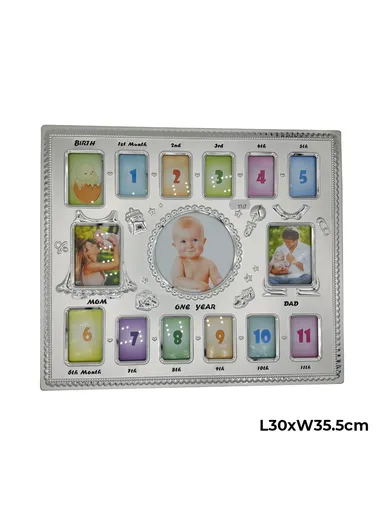 Photo Frame For Baby's First 12 Months - Silver