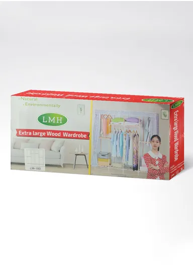4-Section Non-Woven Fabric Cloth Boxes Cabinet with 2 Hanging Rails, Multi-Use Large Space Dustproof Boxes Cabinet (W168 x D45 x H170)cm - Mixed Patterns Style