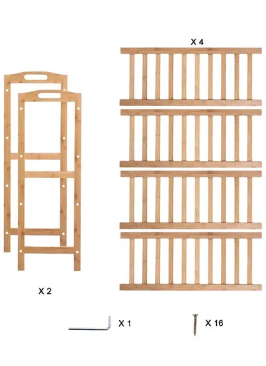 3-Layer Portable &amp; Durable Bamboo Wood Shoe Rack Shelf Storage Organizer Free Standing with Handle (W68 x D23 x H51)cm