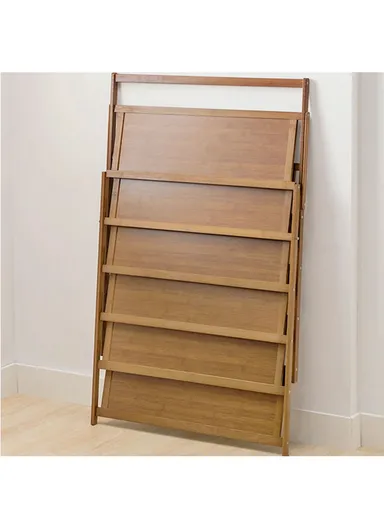 5 Layer Brown Free-Installation Folding Wood Shoe Rack