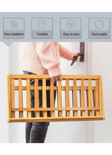 5-Layer Lightweight Free-Installation Folding Storage Rack with Natural Wood Look