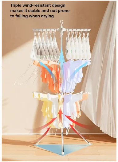 3-Rack Foldable Cylinder Shape Towel Drying Rack, Multi-Use Octopus Leg Clothes Drying Rack (W68.5 x H170)cm - White