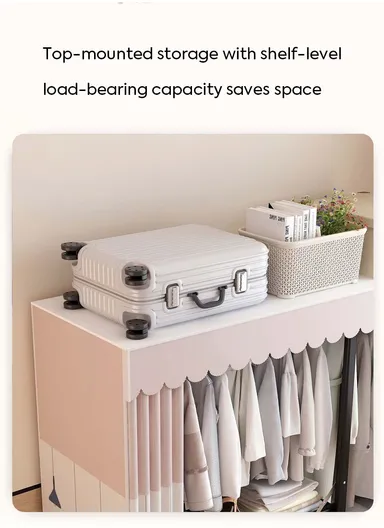 Multi-Layer Folding Wardrobe with Durable Fabric Cover &amp; Scalloped Edge SA7 - Beige