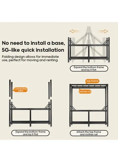 Multi-Layer Folding Wardrobe with Durable Fabric Cover &amp; Scalloped Edge SA9 - Beige