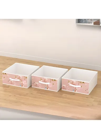 Extra-Large Portable Wardrobe with 25mm Steel Frame &amp; 3 Fabric Drawers T2003 - Pink Multicolor