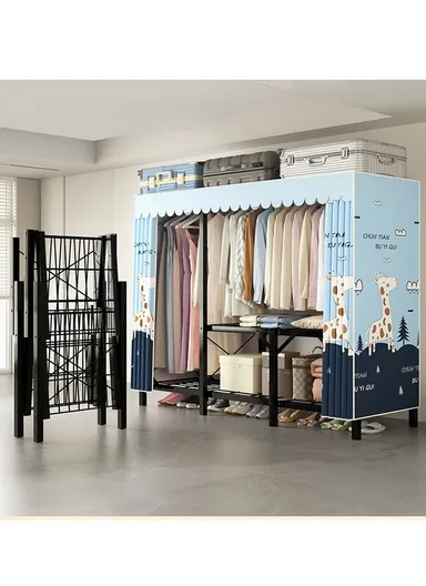 Heavy-Duty Portable Folding Wardrobe with 25mm Steel Frame ZD150 - Style A