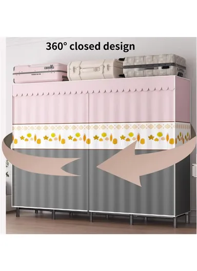 Heavy-Duty Portable Folding Wardrobe with 25mm Steel Frame ZD150 - Style B