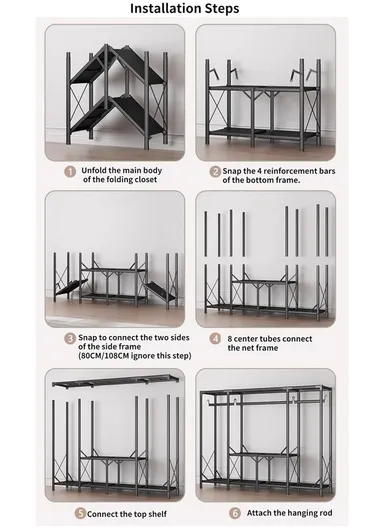 Heavy-Duty Portable Folding Wardrobe with 25mm Steel Frame ZD150 - Style B