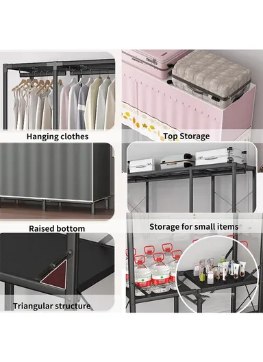 Heavy-Duty Portable Folding Wardrobe with 25mm Steel Frame ZD150 - Style B