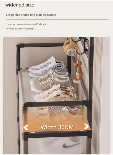 5-Layer Multi-functional Storage Rack with Hooks &amp; Hanging Bar (L80 x W35 x H166)cm - Black