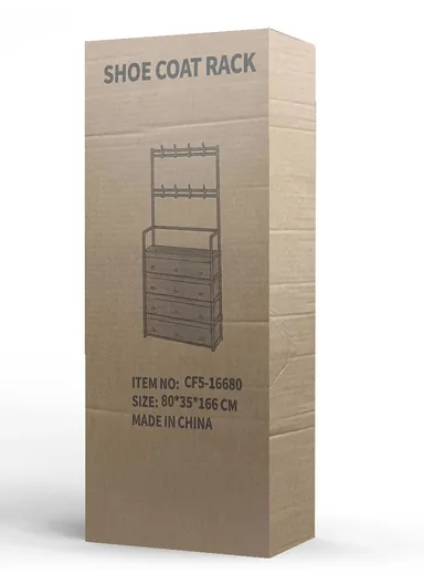 5-Layer Multi-functional Storage Rack with Hooks &amp; Hanging Bar (L80 x W35 x H166)cm - Black