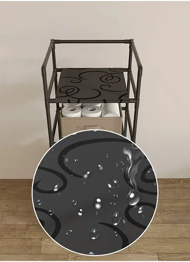 3-Layer Durable Oxford Fabric &amp; Stainless Steel Frame Rolling Laundry Hamper with 4 Caster Wheels (W42 x D31 x H131)cm YH6905 - Black