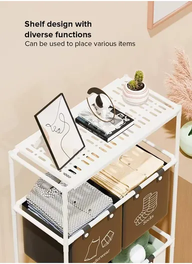 3-Layer Rolling Laundry Hamper Dirty Clothes Storage Cart Portable Oxford Fabric Bag with Sturdy Steel Frame with Wheels (W55 x D25 x H120)cm