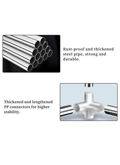 3-Section Non-Woven Fabric Cloth Boxes Cabinet with 3 Hanging Rails, Multi-Use Large Space Dustproof Boxes Cabinet (W148 x D45 x H170)cm - Blue