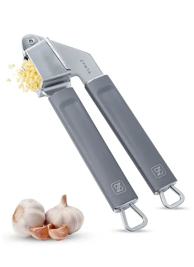 Stainless Steel Garlic Press for Effortless Crushing of Garlic and Ginger, Easy to Clean Kitchen Gadget with Non-slip Handle, Ideal for Home and Restaurant Use 