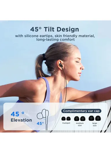 Wired Series In-Ear Earbuds With 1.2m Cord JR-EW02 - Black