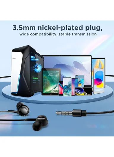 Wired Series In-Ear Earbuds With 1.2m Cord JR-EW02 - Black