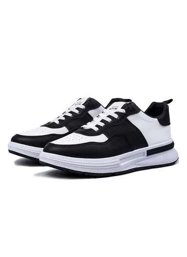 Men's Round-Toe Breathable Casual Sneaker CSM-252 - Black &amp; White