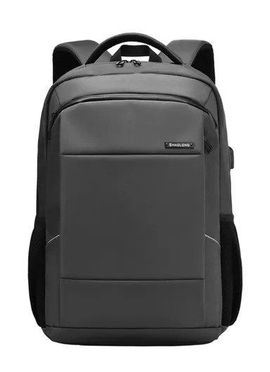 15.6" Water-Resistant Laptop Backpack Multi-Functional Travel Bag with Trolley Sleeve &amp; USB Port EF42 - Grey