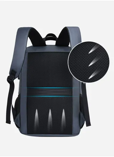 15.6" Water-Resistant Laptop Backpack Multi-Functional Travel Bag with Trolley Sleeve &amp; USB Port EF42 - Grey