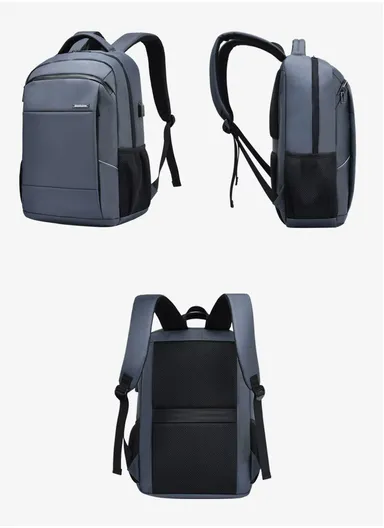 15.6" Water-Resistant Laptop Backpack Multi-Functional Travel Bag with Trolley Sleeve &amp; USB Port EF42 - Grey