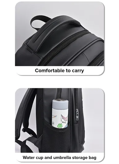 15.6" Water-Resistant Multi-Pocket Laptop Backpack Versatile Travel Bag 4422-4 - Black