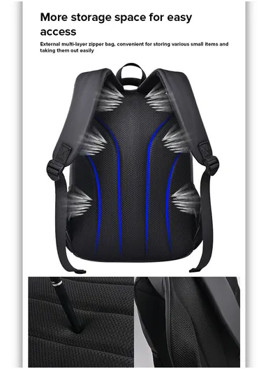 15.6" Water-Resistant Multi-Pocket Laptop Backpack Versatile Travel Bag 4422-4 - Black