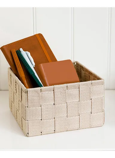 Shine Basket 17.5x17.5x10.5 cm Beige