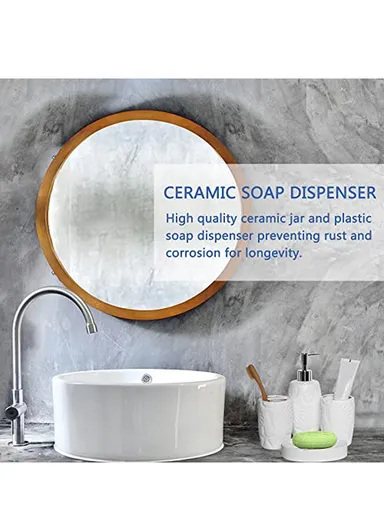 4Pcs Countertop Organizing Ceramic Bathroom Accessories Set JS185657 - Black &amp; White