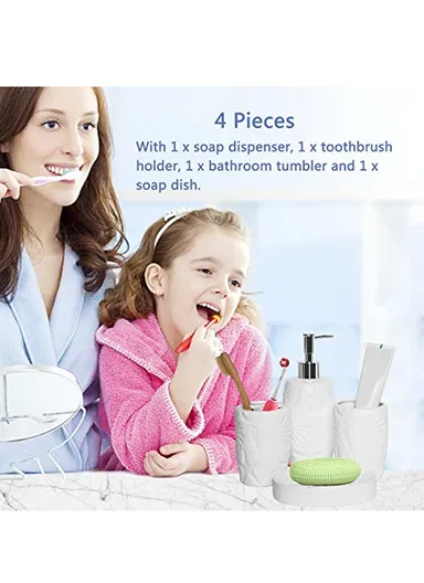 4Pcs Countertop Organizing Ceramic Bathroom Accessories Set JS185657 - Black &amp; White